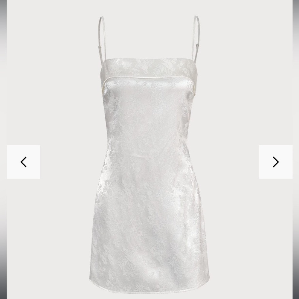 Rihoas The White Jacquard Sling Mini Dress